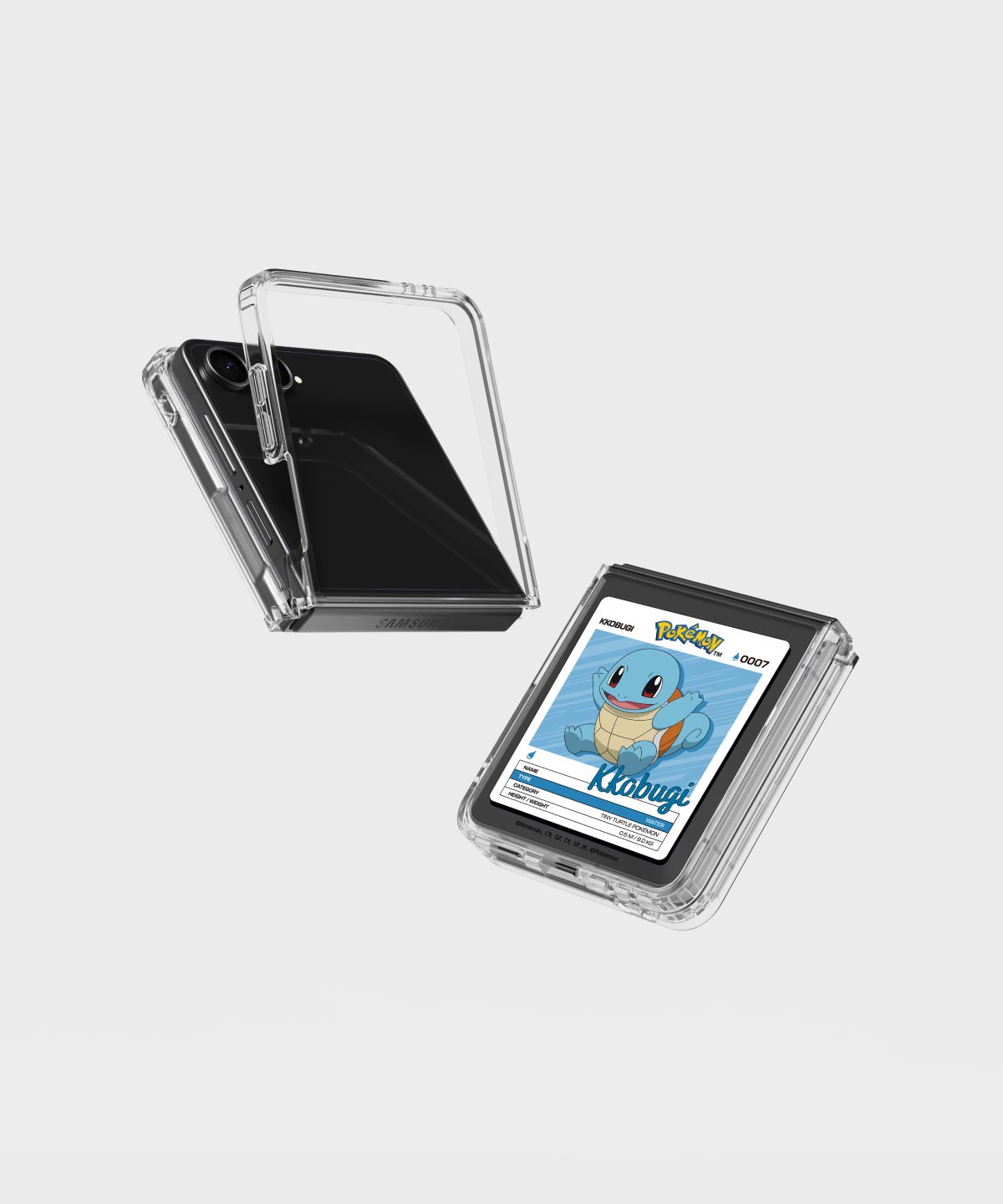 에스엘비에스(SLBS) 포켓몬 꼬부기 네임택 클리어 마그넷 케이스 for Galaxy Z Flip7
