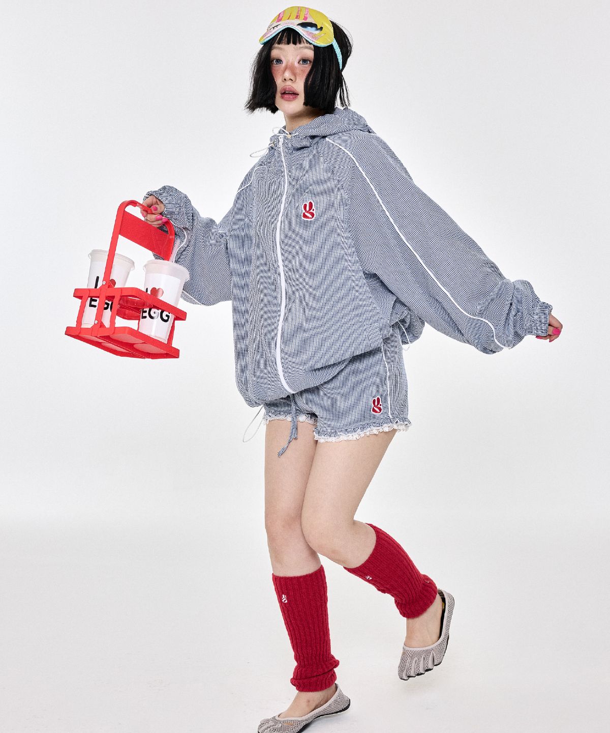 예그(YEGG) 체크 숏츠 네이비