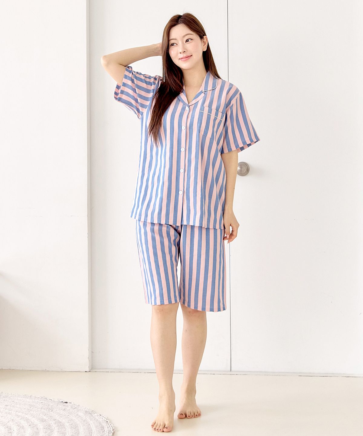 핑코코(PINGCOCO) 2114 인디핑 반소매 여성 잠옷 파자마세트