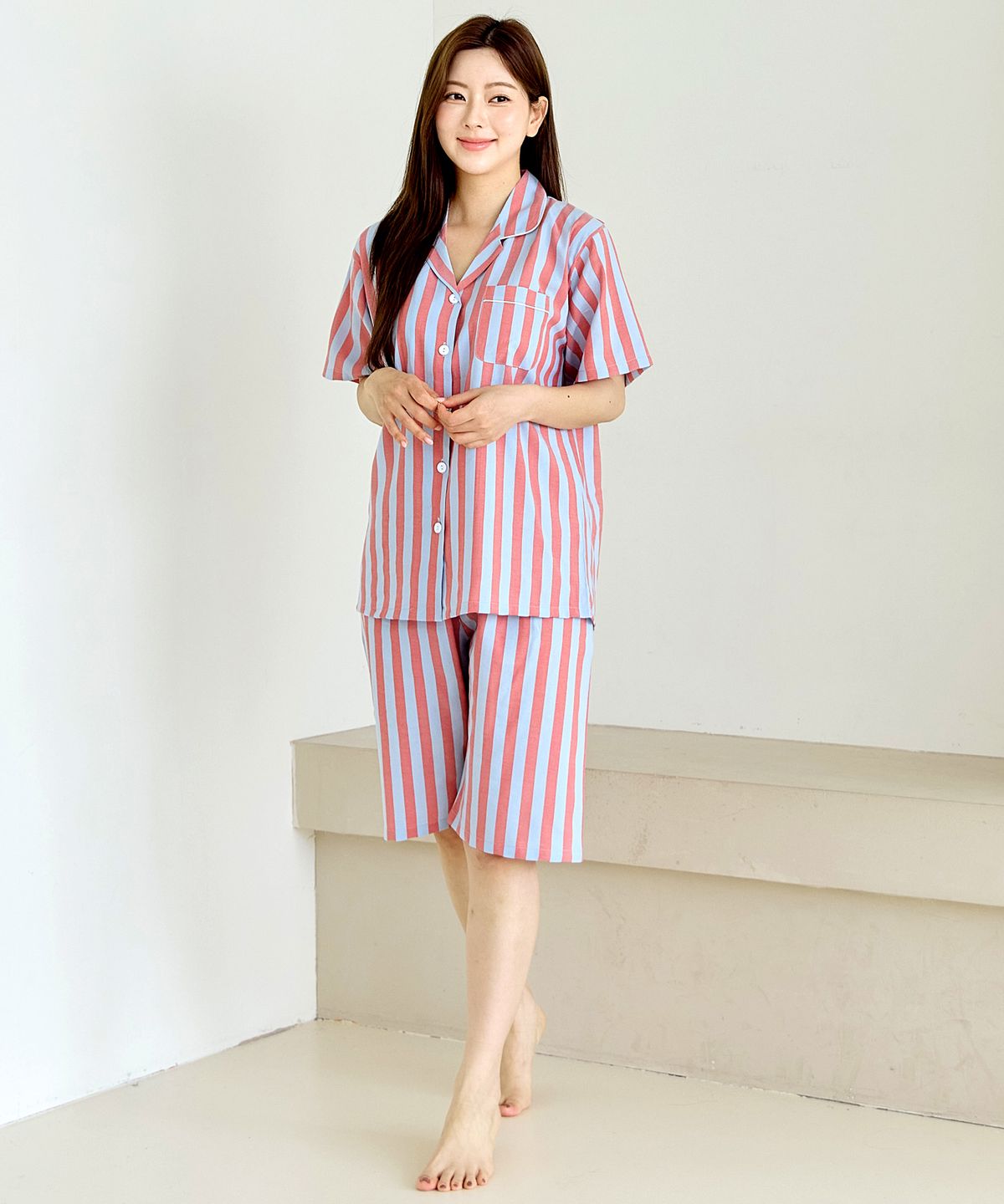핑코코(PINGCOCO) 2115 스카이블 반소매 여성 파자마세트
