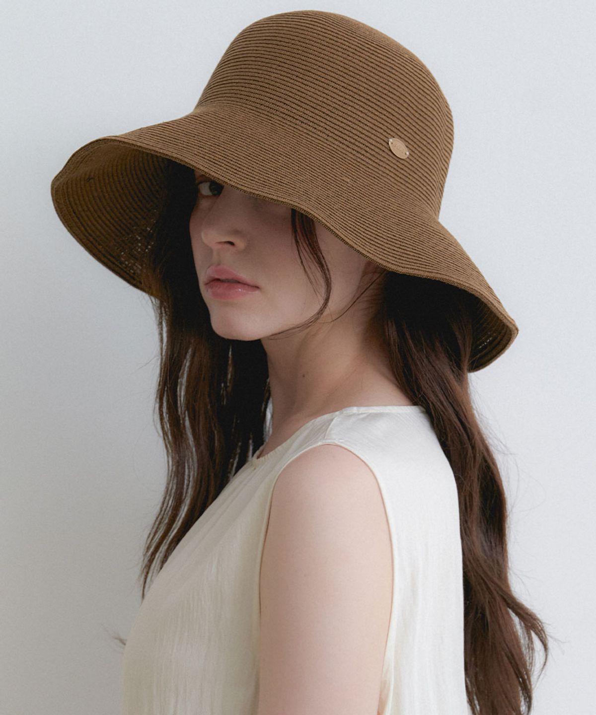 할렌(HALDEN) wide pendant bucket hat (C079_brown)