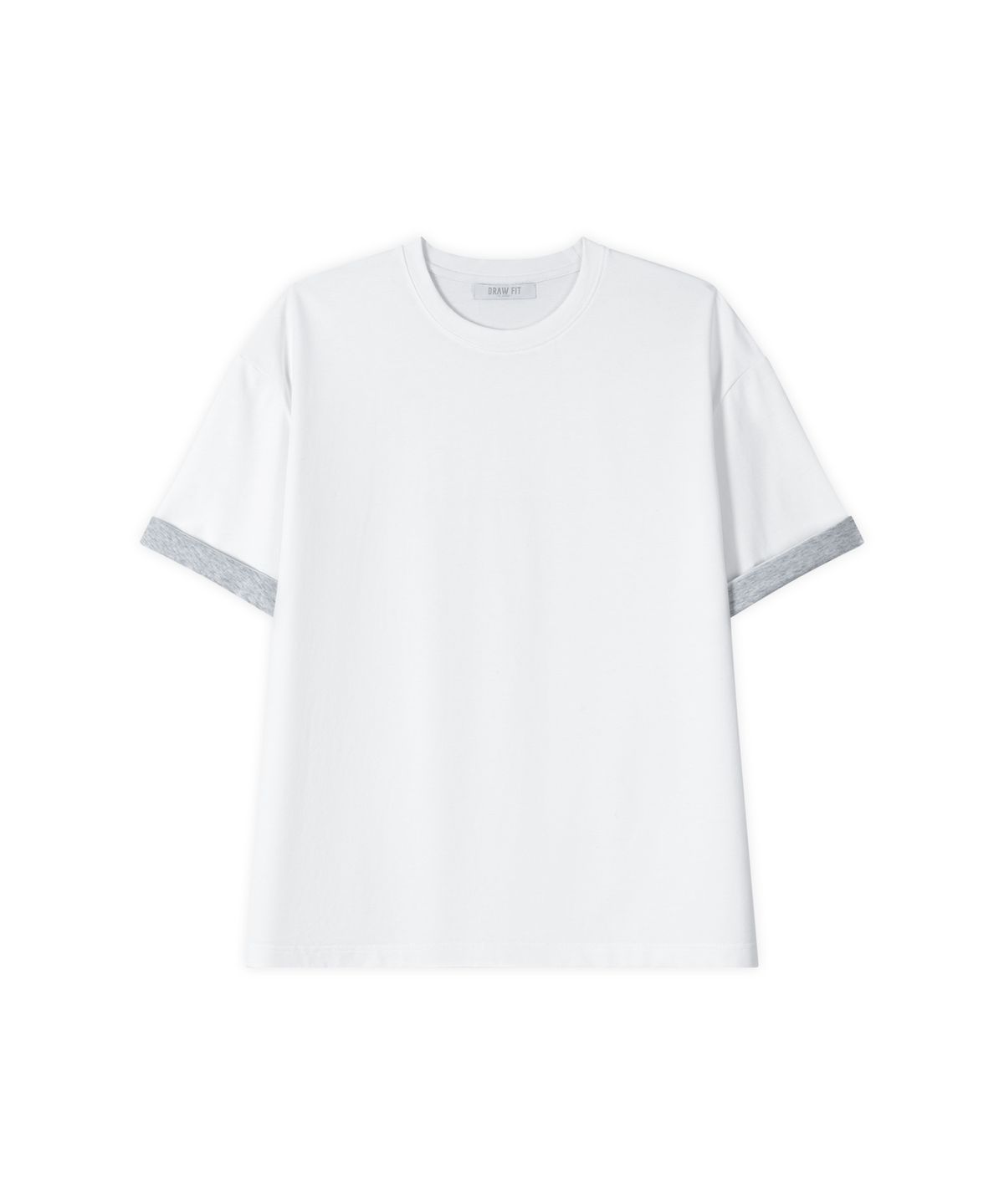 드로우핏(DRAW FIT) 콘트라스트 롤업 하프 티셔츠 [WHITE]