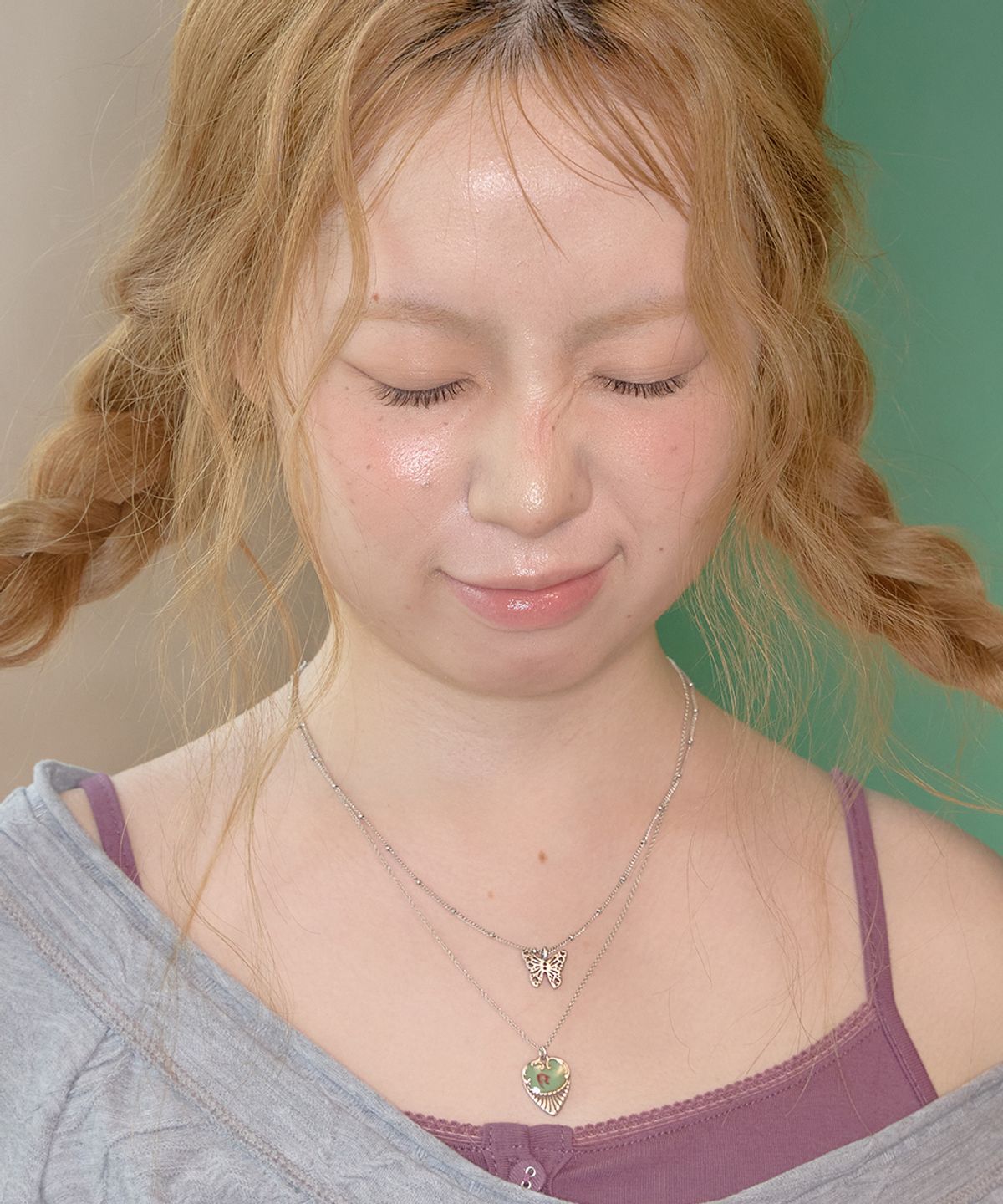 키이비(KIIBI) heart & butterfly necklace set silver