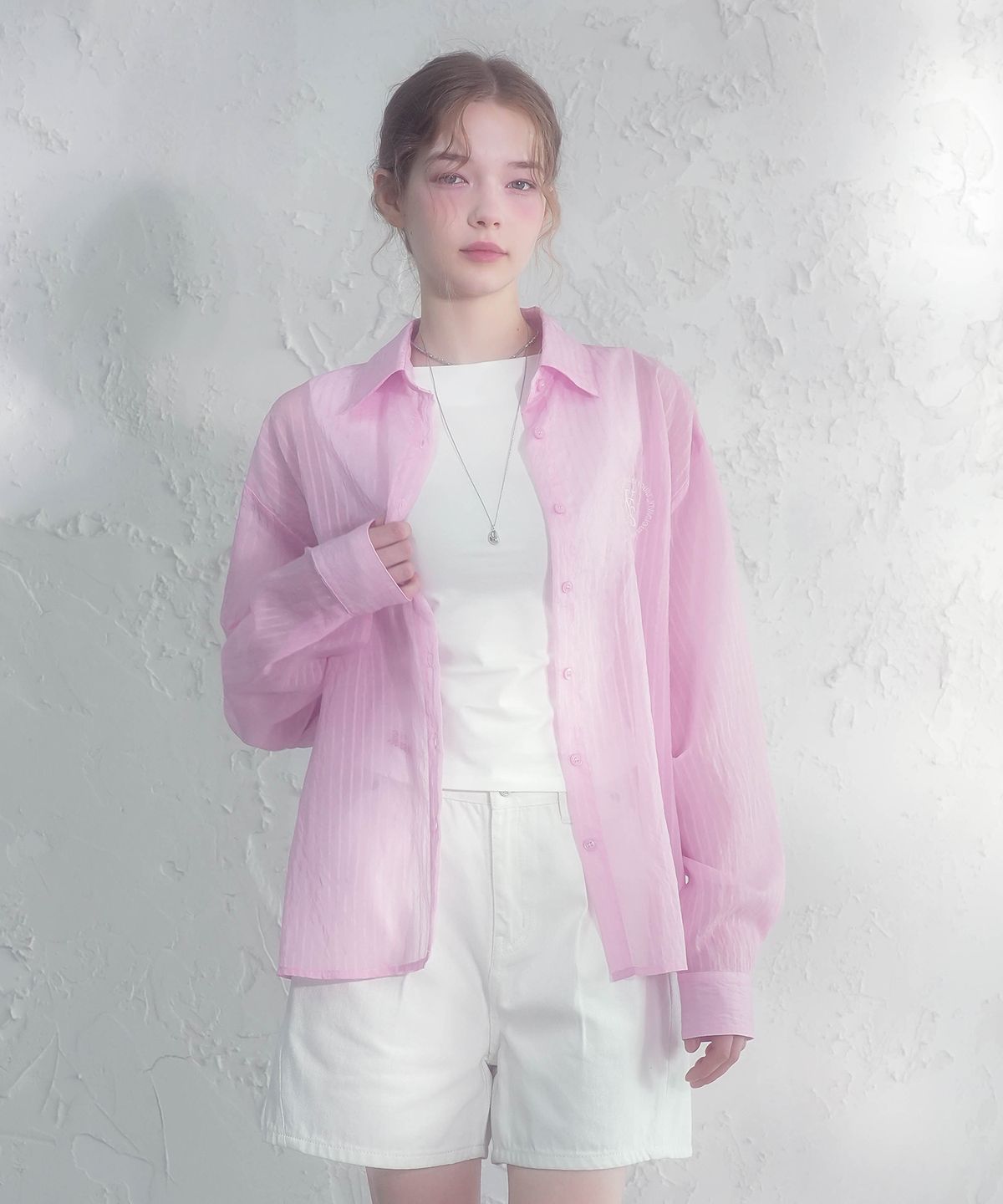 비바셔스(VIVACIOUS) 랑제 시스루 스트라이프 셔츠_4Colors