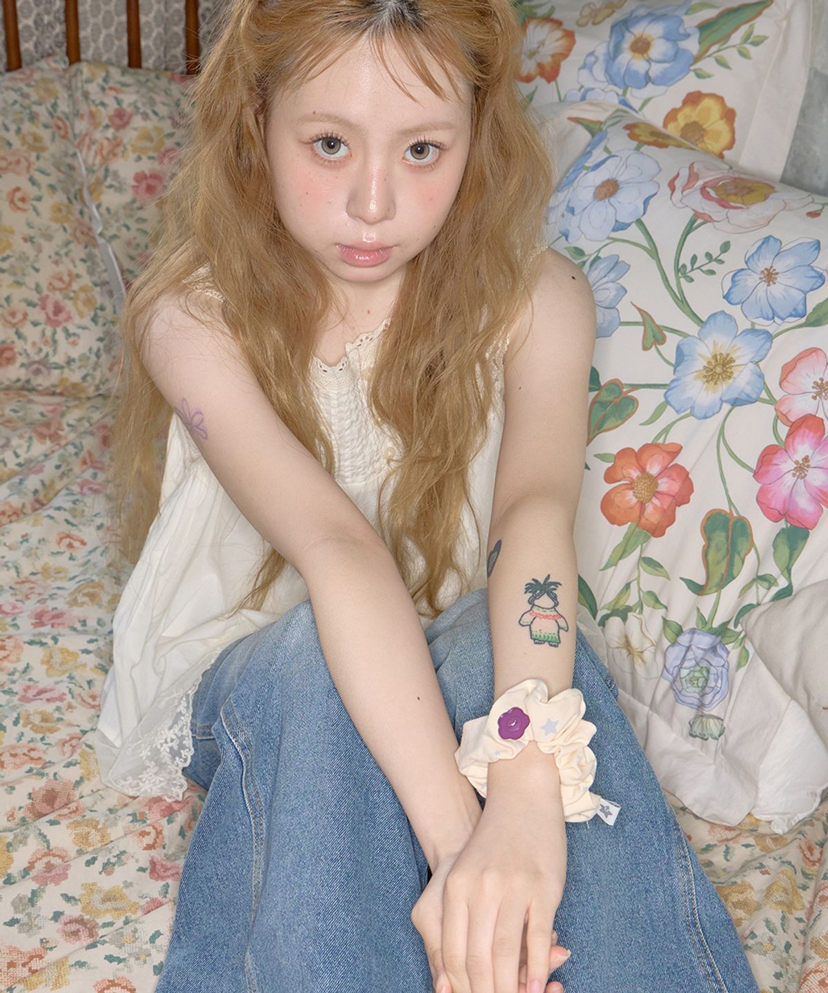 키이비(KIIBI) star button scrunchie yellow