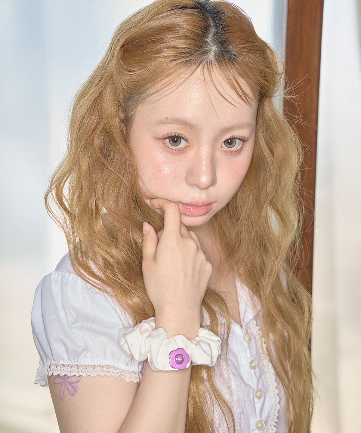 키이비(KIIBI) star button scrunchie white