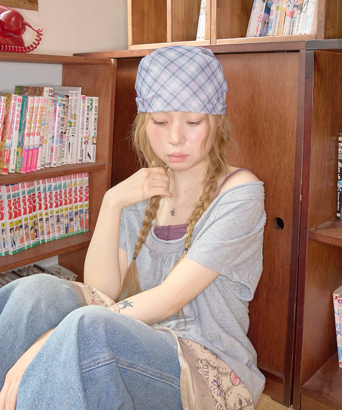 키이비(KIIBI) glitter check pattern scarf purple