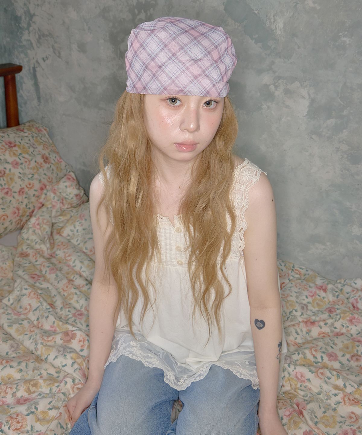 키이비(KIIBI) glitter check pattern scarf pink