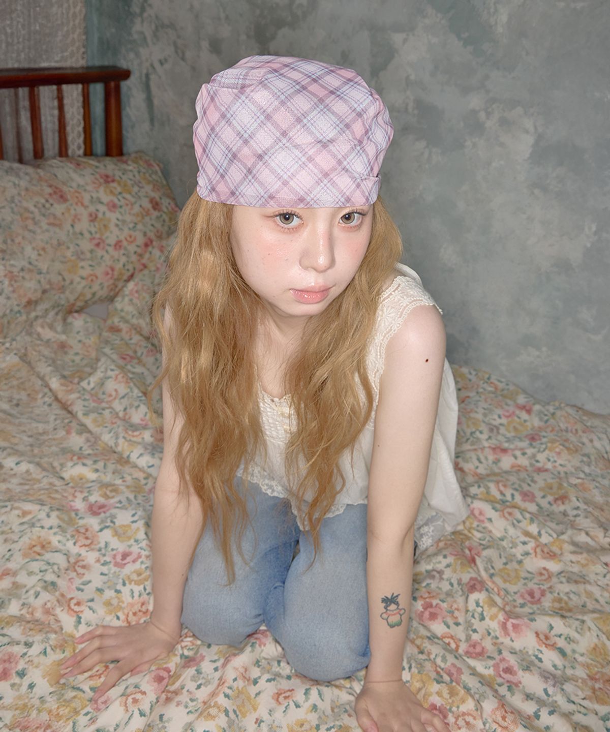 키이비(KIIBI) glitter check pattern scarf pink