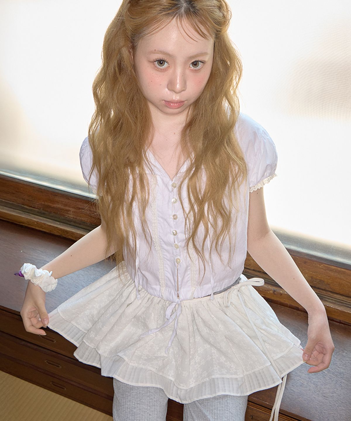 키이비(KIIBI) pure star layered wrap skirt white