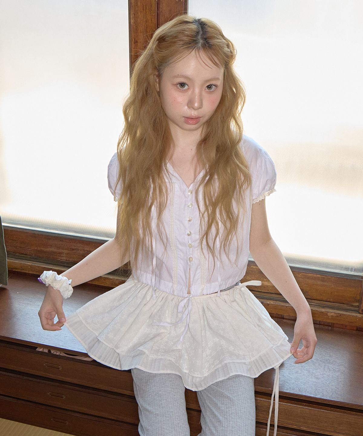 키이비(KIIBI) pure star layered wrap skirt white