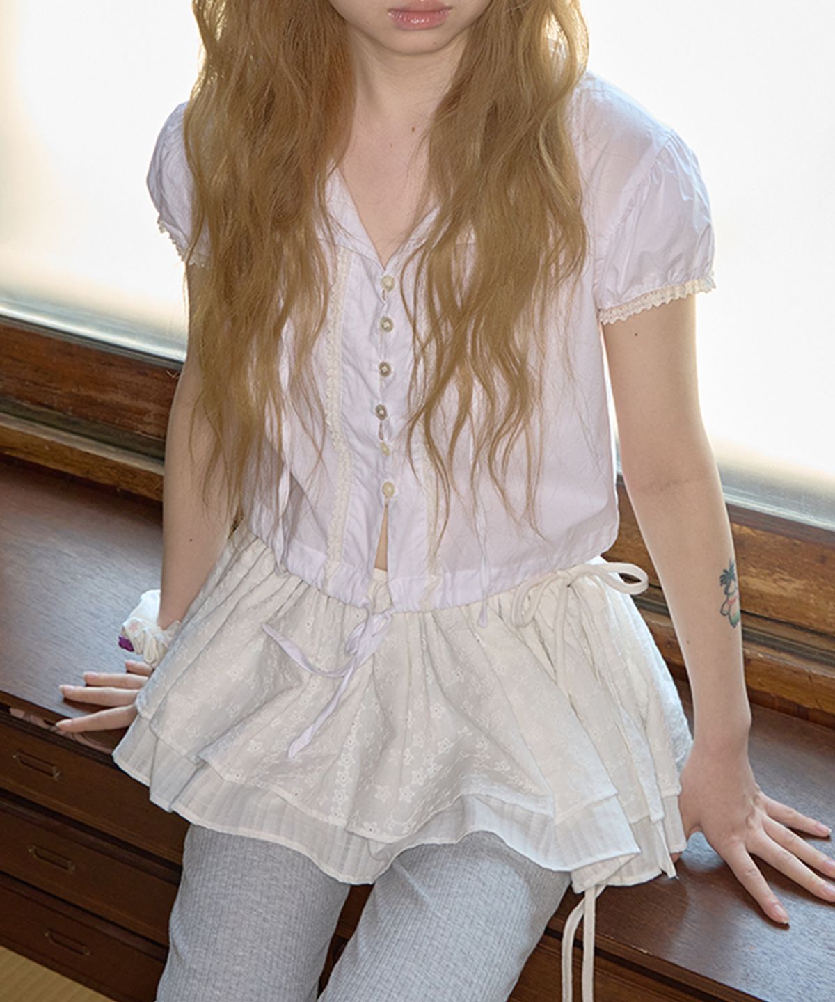 키이비(KIIBI) pure star layered wrap skirt white