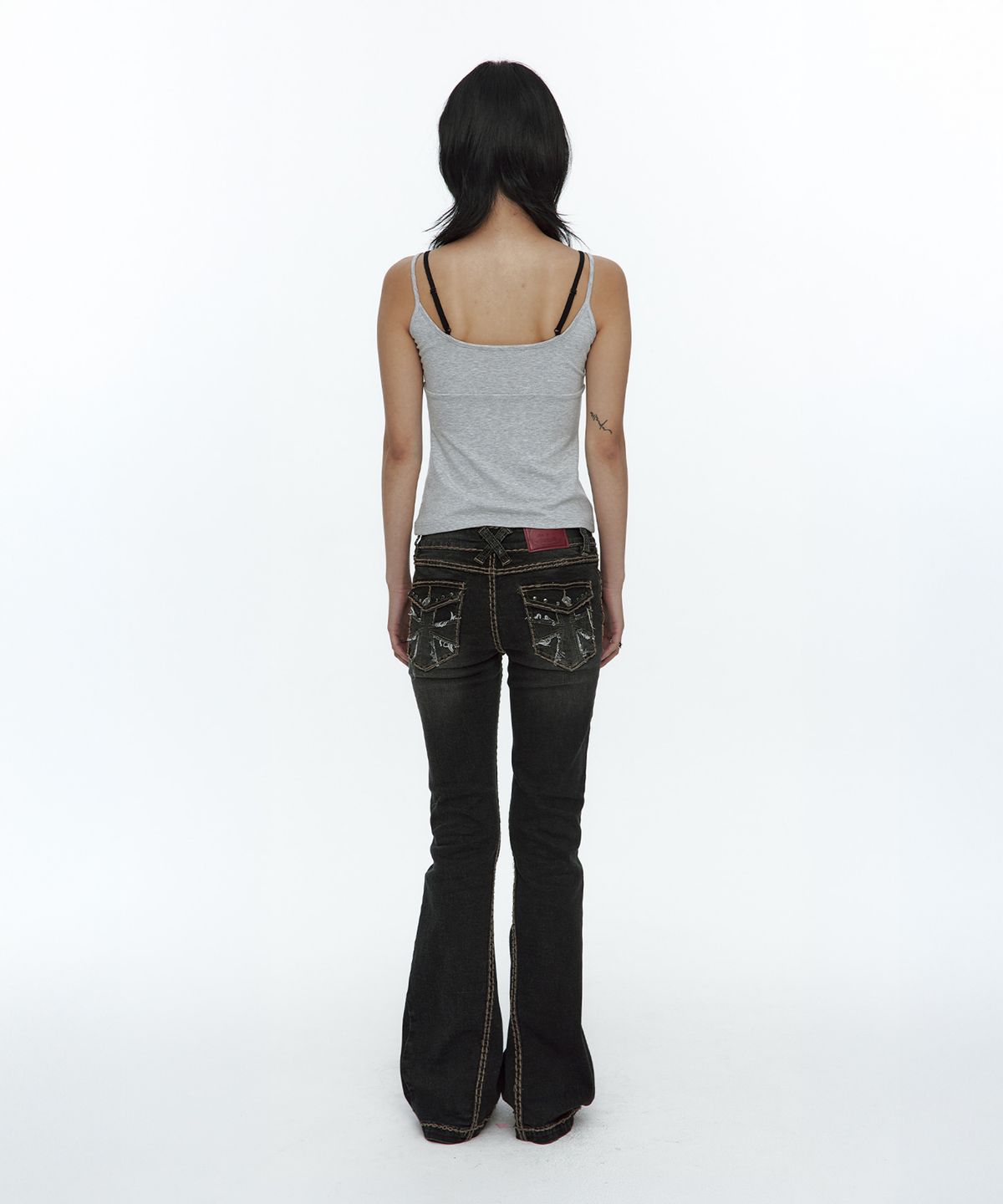 러프넥(ROUGHNECK) Lace Layered Sleeveless Gray