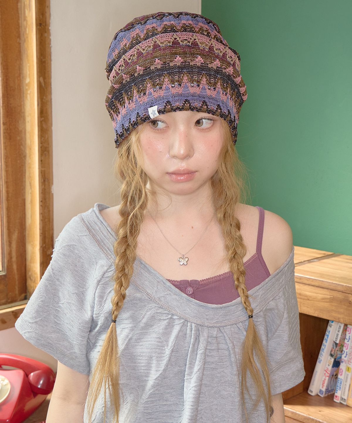 키이비(KIIBI) wave pattern beanie purple