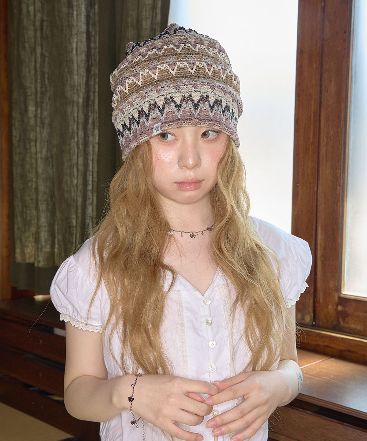 키이비(KIIBI) wave pattern beanie beige