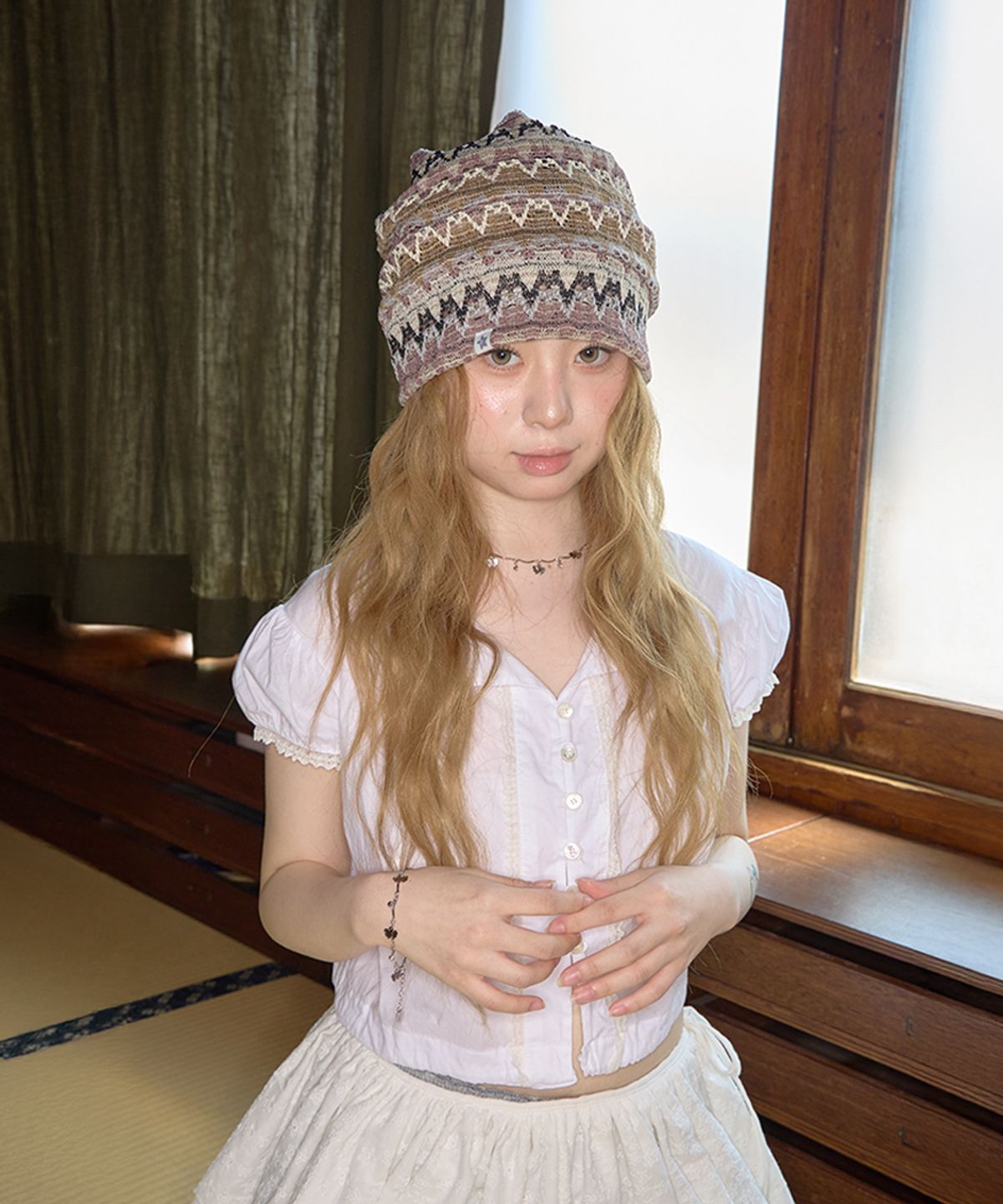 키이비(KIIBI) wave pattern beanie beige