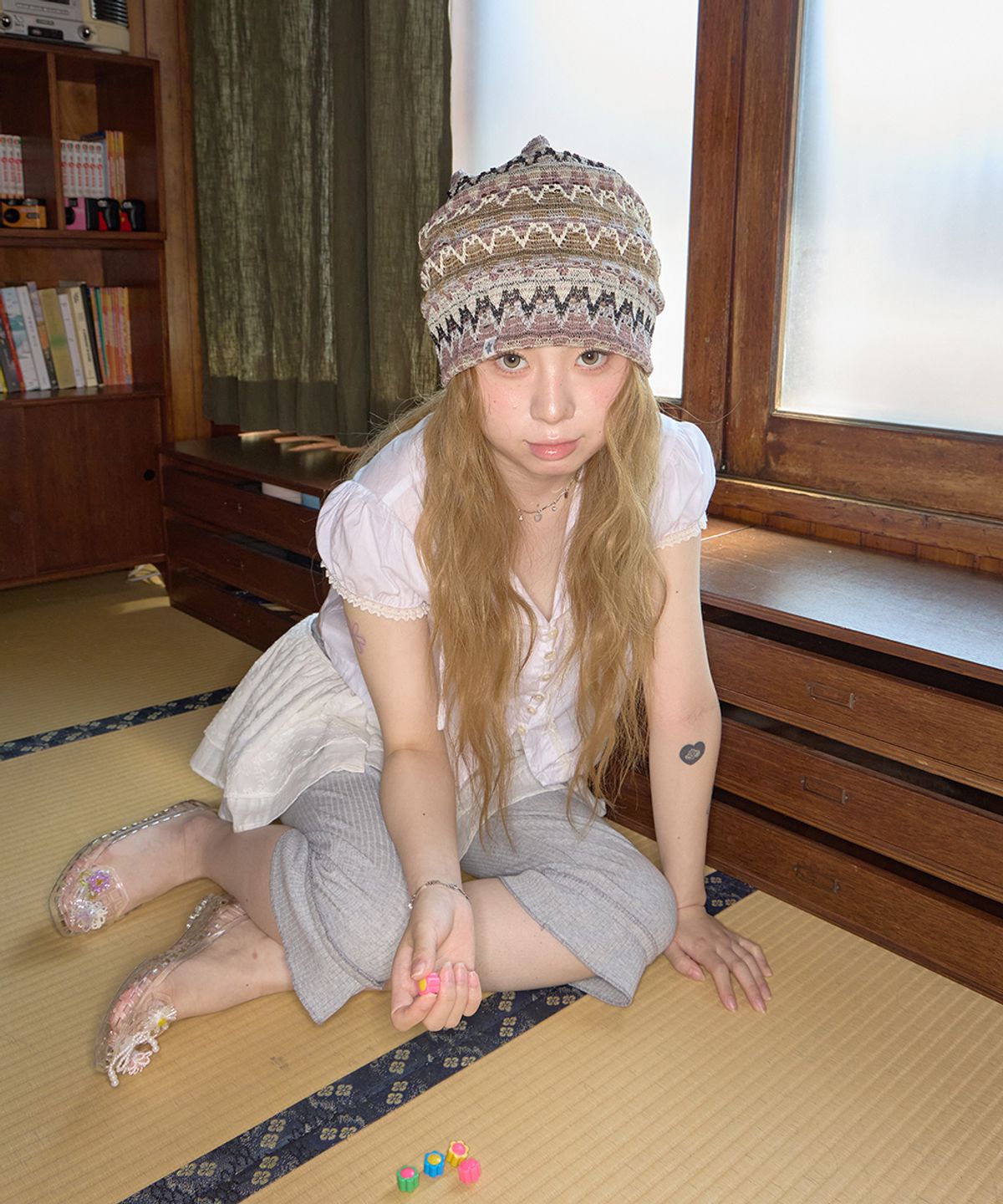 키이비(KIIBI) wave pattern beanie beige