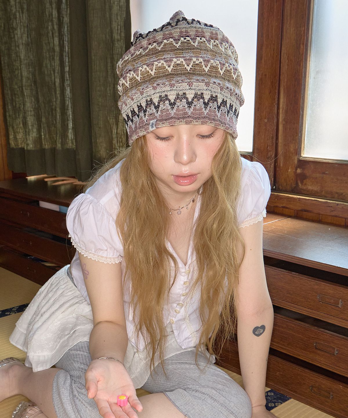 키이비(KIIBI) wave pattern beanie beige