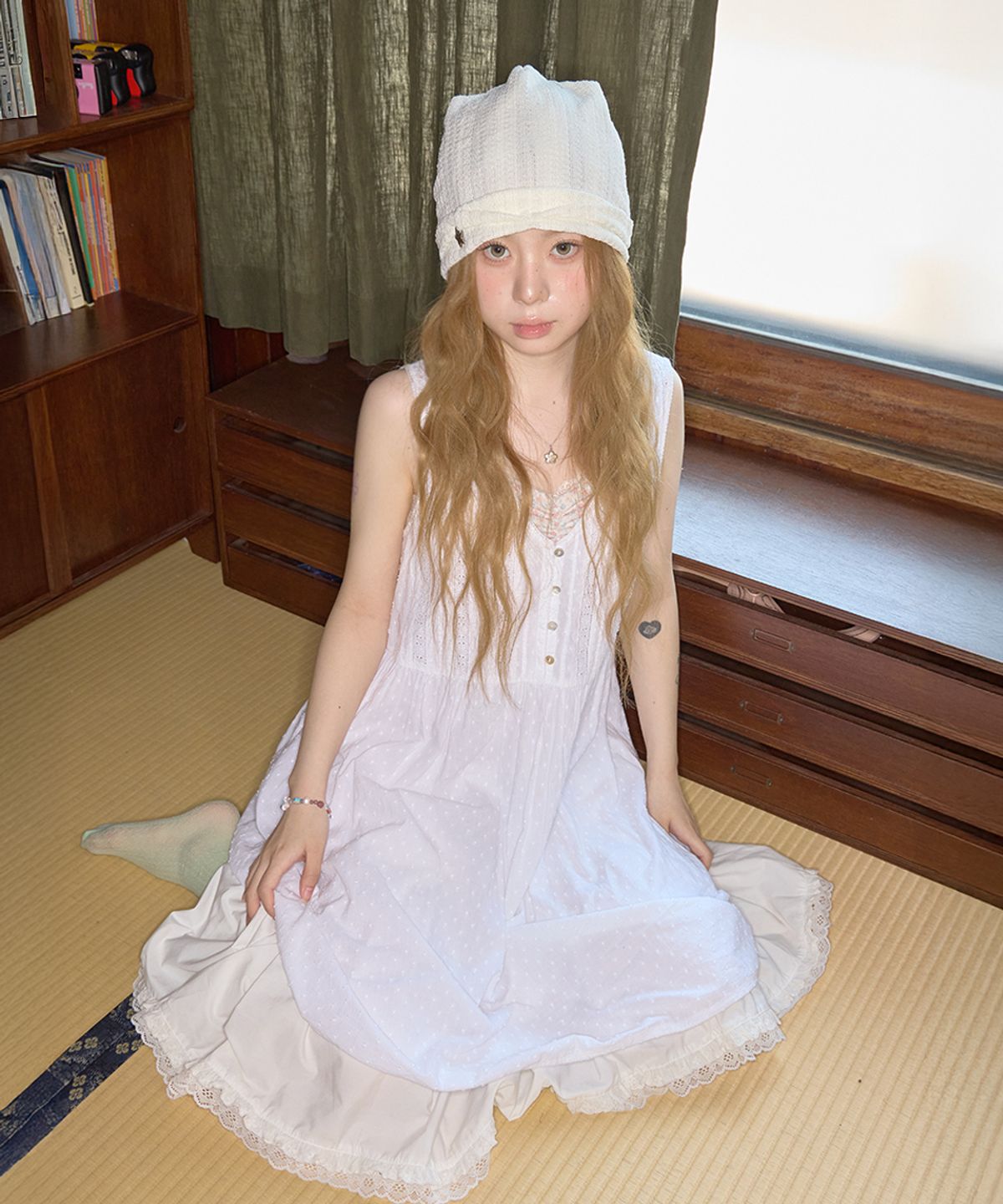 키이비(KIIBI) summer lace beanie ivory