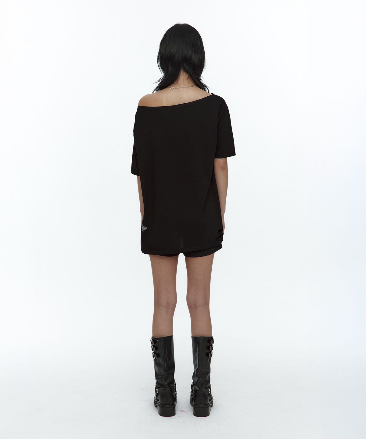 러프넥(ROUGHNECK) Fallen Angel T-Shirt Black