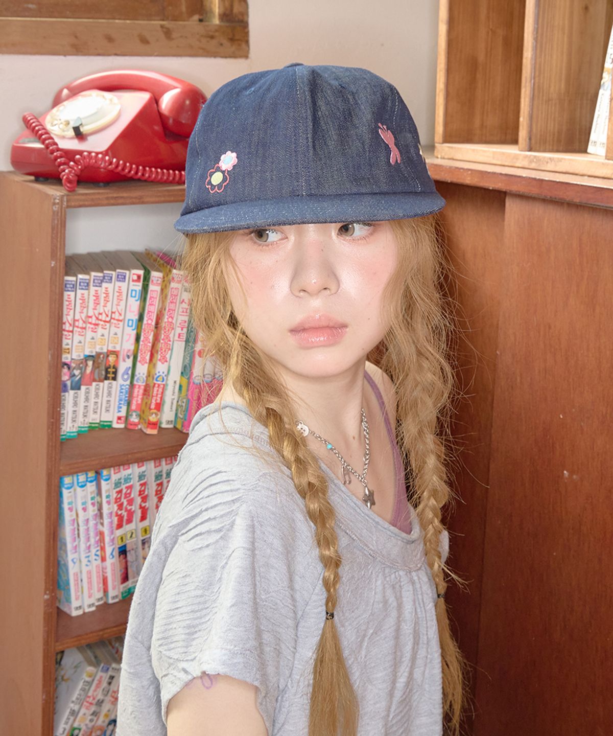 키이비(KIIBI) kitsch washed denim cap navy