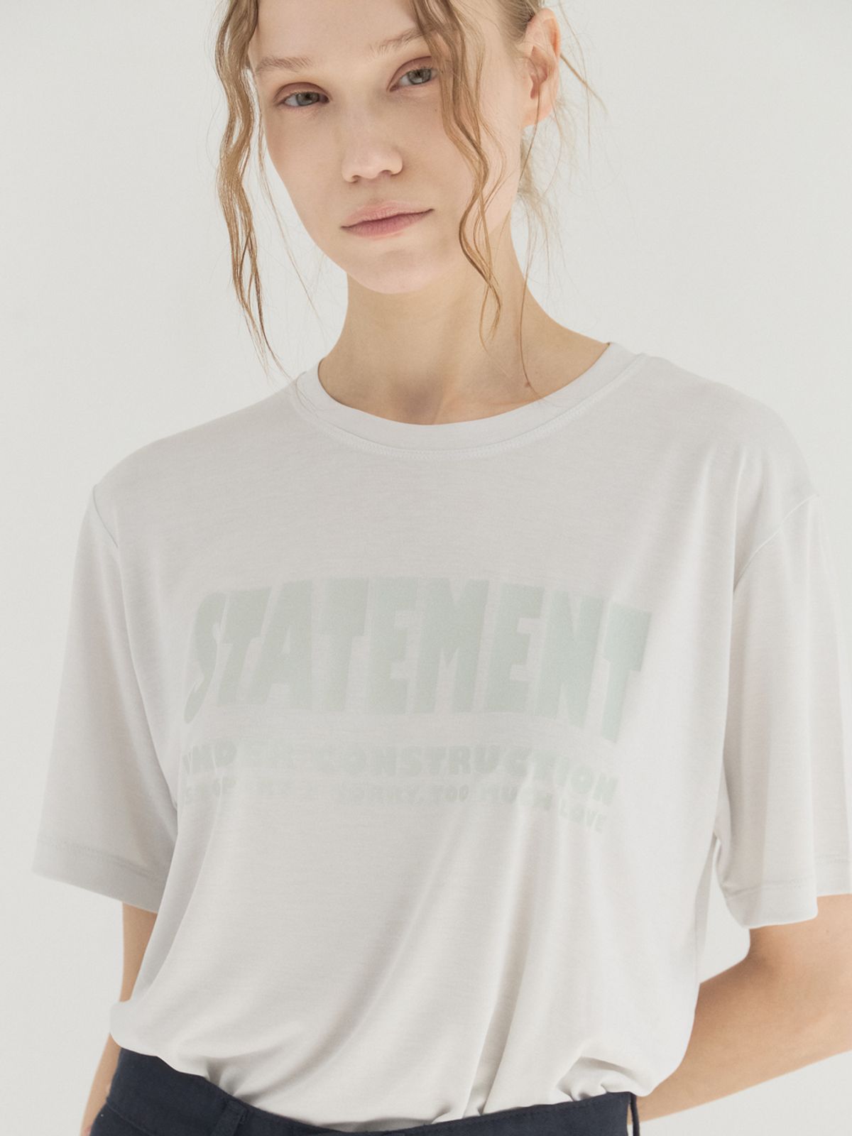 쏘리, 투 머치 러브(SORRY, TOO MUCH LOVE) Soft Modal Crewneck Graphic Tee_Gray