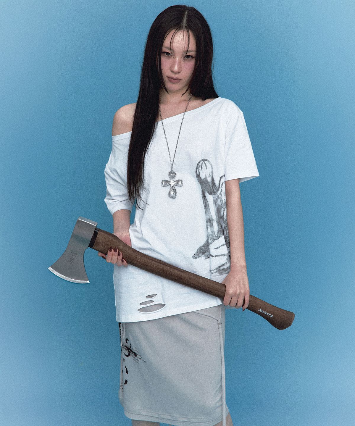 러프넥(ROUGHNECK) Fallen Angel T-Shirt White