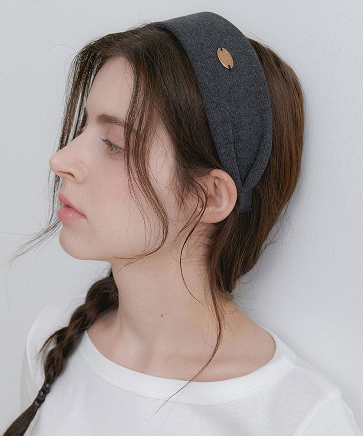 할렌(HALDEN) ribbed pendant hairband (H049_charcoal)