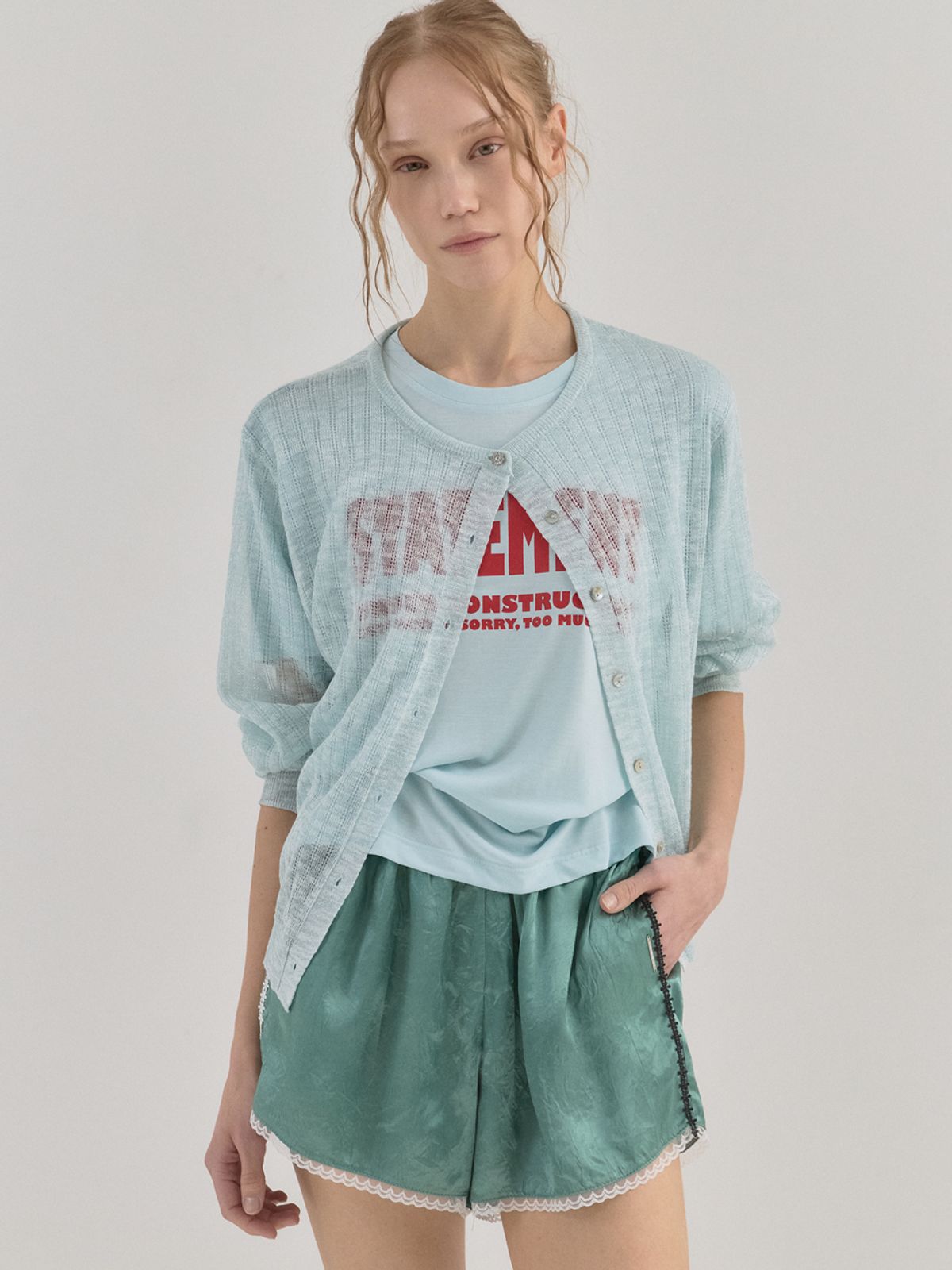쏘리, 투 머치 러브(SORRY, TOO MUCH LOVE) Soft Modal Crewneck Graphic Tee_Sky Blue