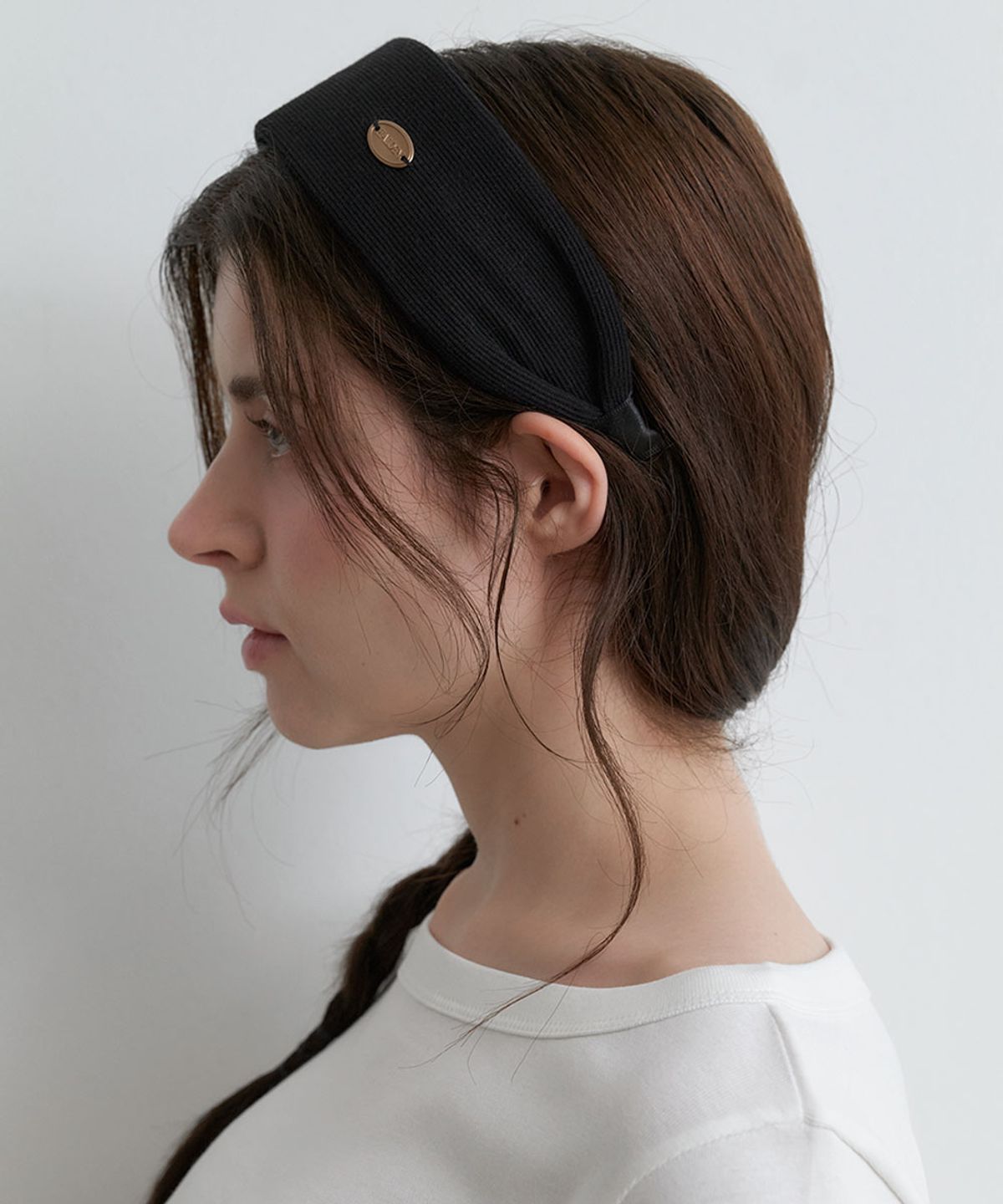 할렌(HALDEN) ribbed pendant hairband (H049_black)