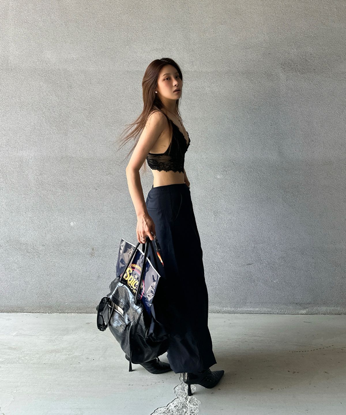프로젝트 웨이브(PROJECT WAVE) RACE BRA TOP-BLACK