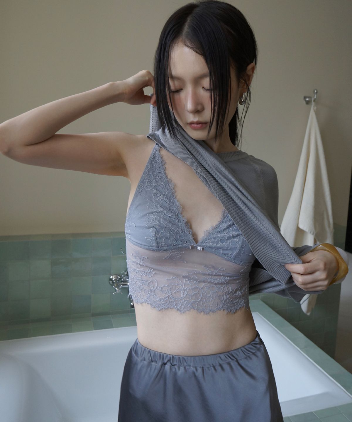프로젝트 웨이브(PROJECT WAVE) RACE BRA TOP-GRAY