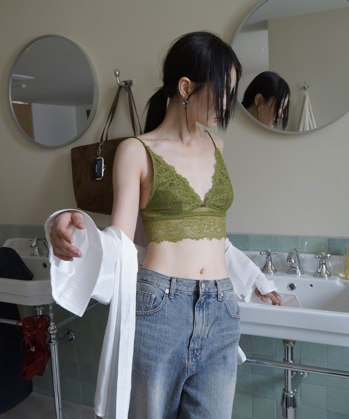 프로젝트 웨이브(PROJECT WAVE) RACE BRA TOP-GREEN
