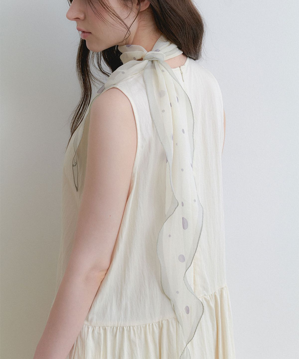 할렌(HALDEN) mellow dot chiffon scarf (SC013_ivorypurple)
