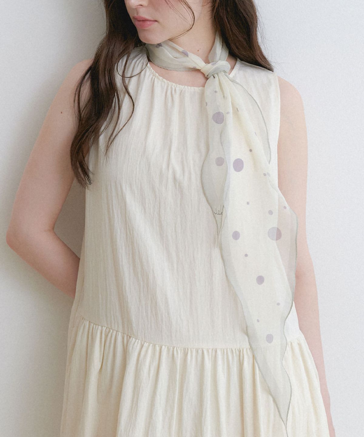 할렌(HALDEN) mellow dot chiffon scarf (SC013_ivorypurple)
