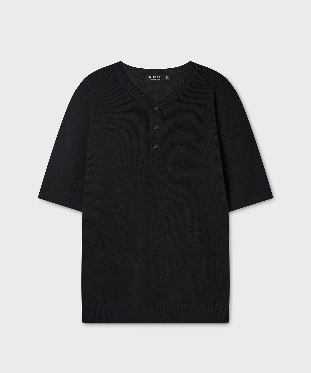 후아유(WHO.A.U) Henley Neck Short Sleeve Sweater / WHKAG2592U