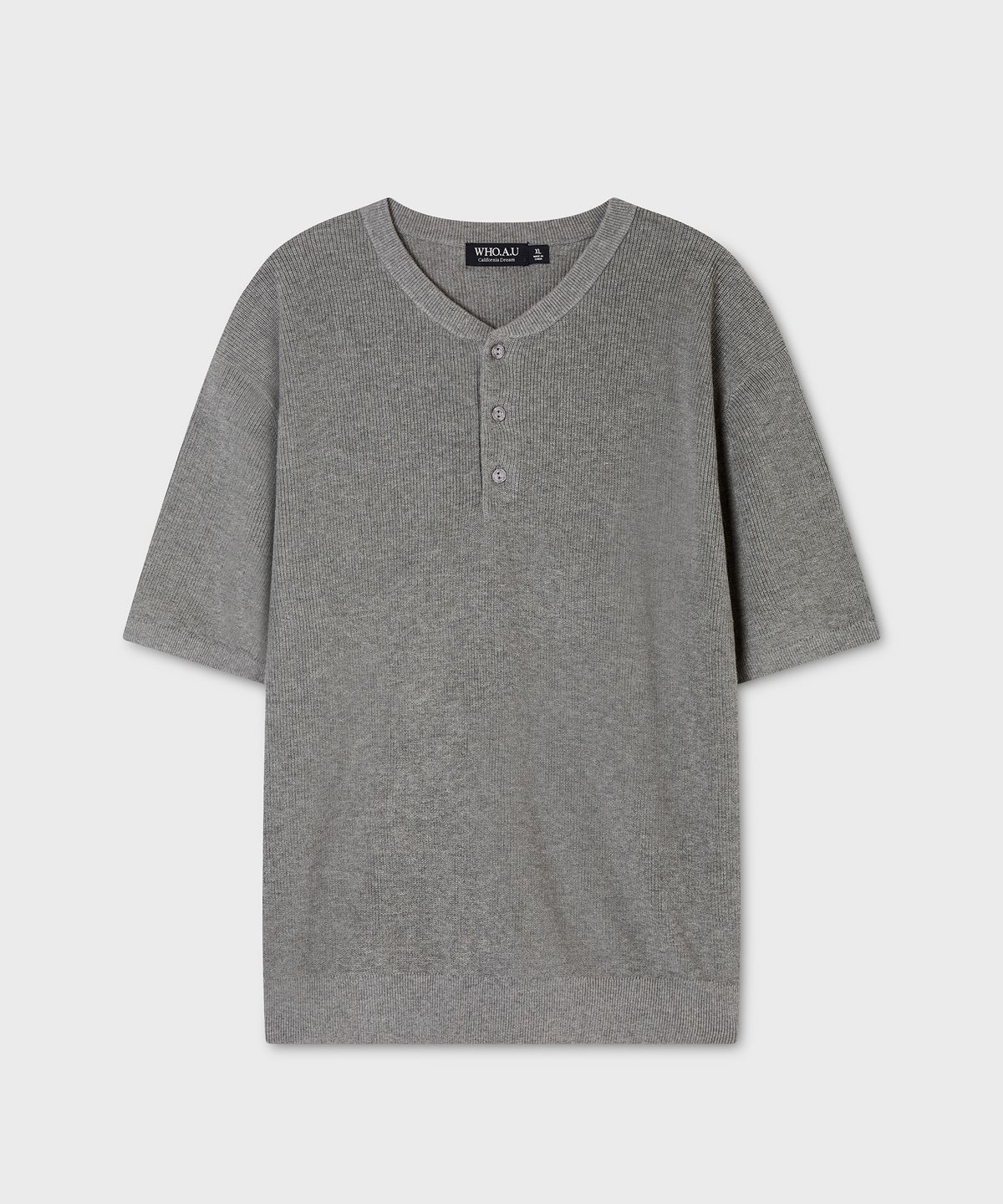 후아유(WHO.A.U) Henley Neck Short Sleeve Sweater / WHKAG2592U