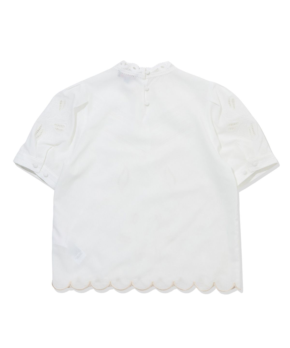펜필드(PENFIELD) 사선 배색 레이저자수 블라우스 화이트_FS2WR33F