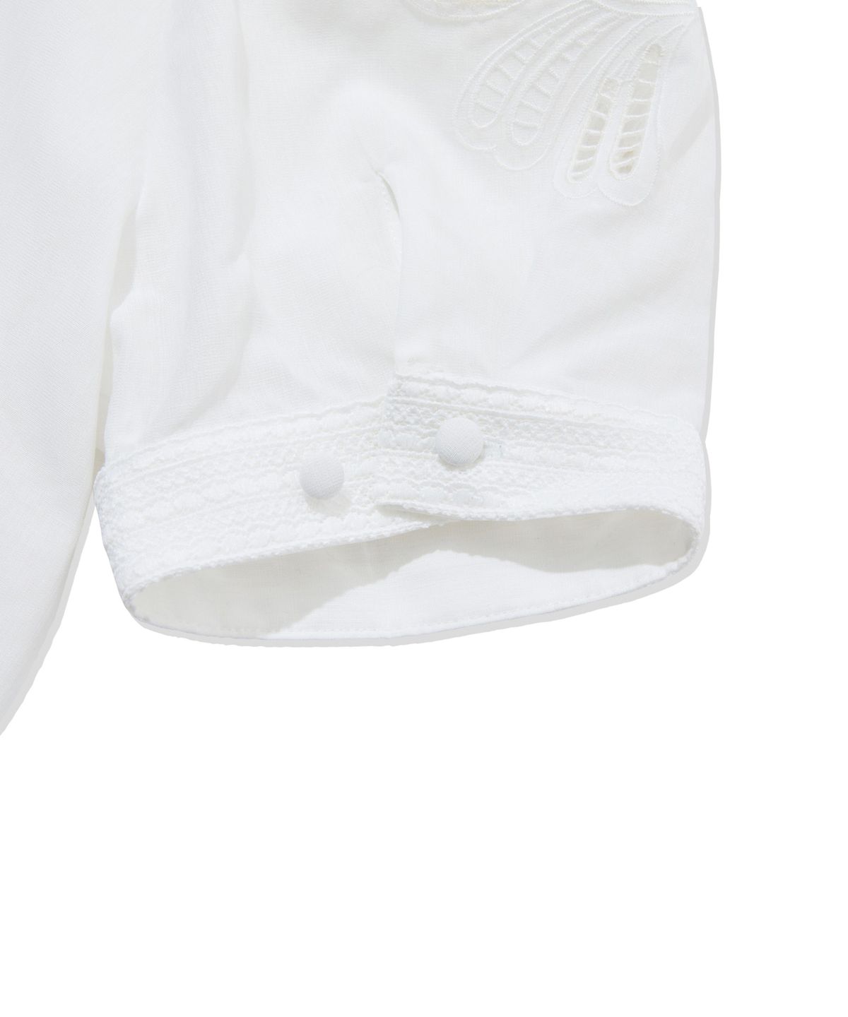 펜필드(PENFIELD) 사선 배색 레이저자수 블라우스 화이트_FS2WR33F