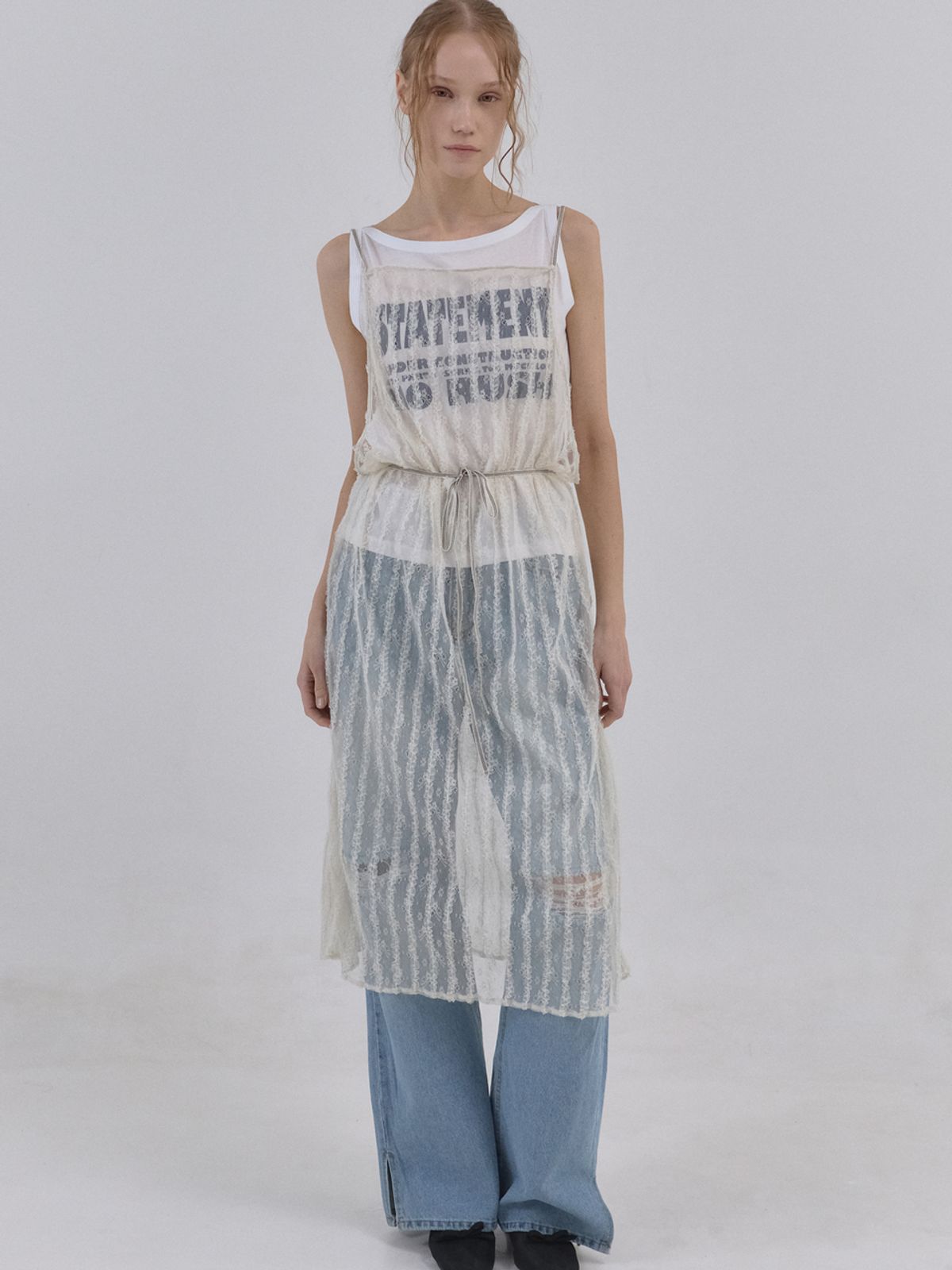 쏘리, 투 머치 러브(SORRY, TOO MUCH LOVE) Lace Vail Layered Dress_Cream