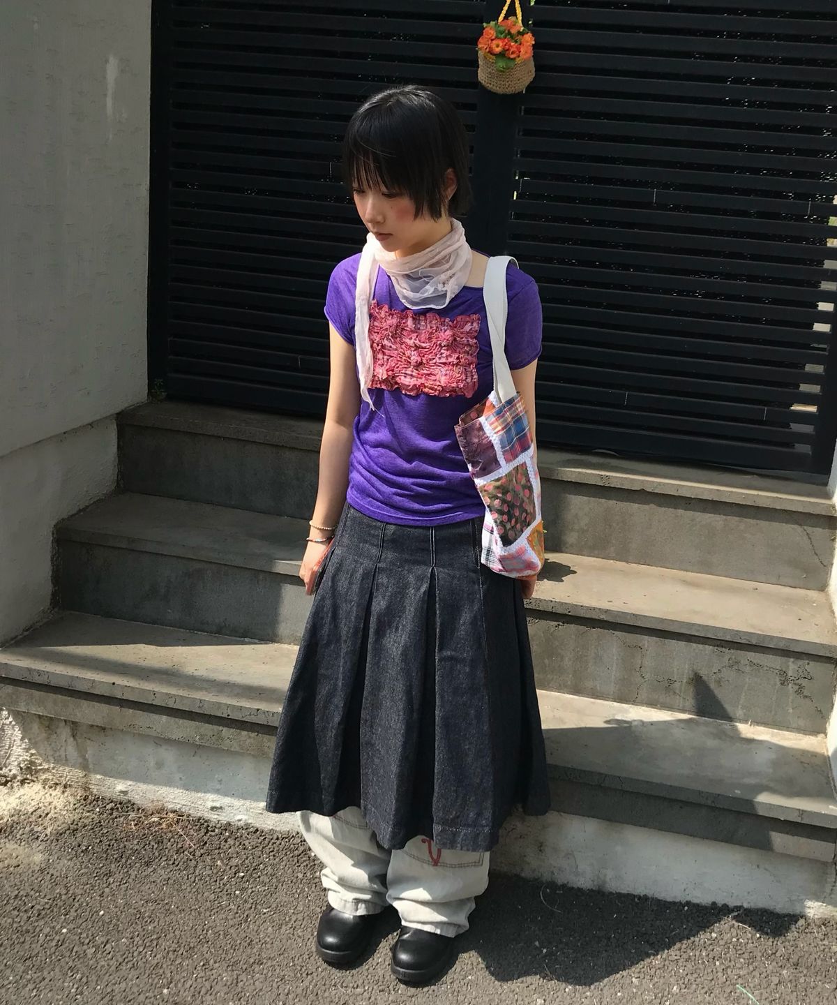 유얼쎄시(YOUR SASSY) Fairy Check Patch Tee (PURPLE)