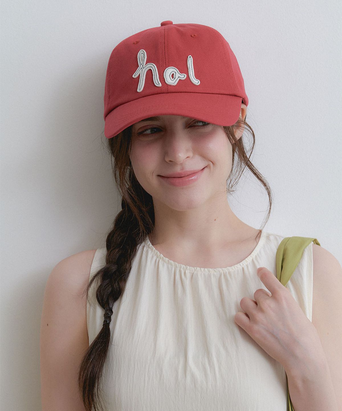 할렌(HALDEN) stitch logo lettering ball cap (C082_red)