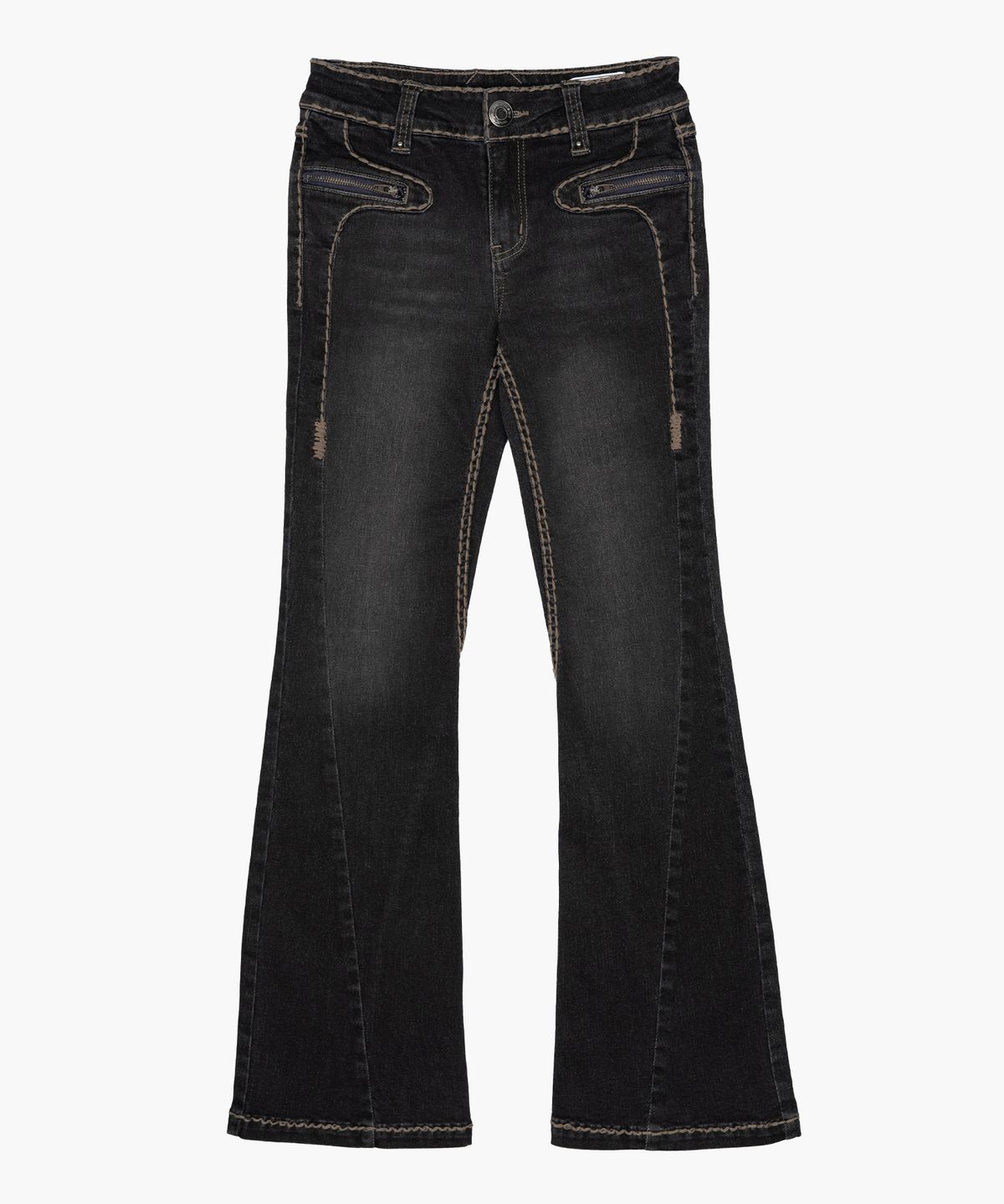 러프넥(ROUGHNECK) Bold Stich BootCut Denim Black