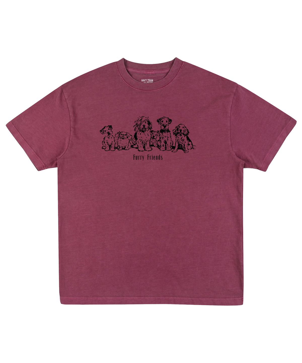 네이비팀(NAVYTEAM) Furry Friends 피그먼트 반팔 티셔츠(4color)