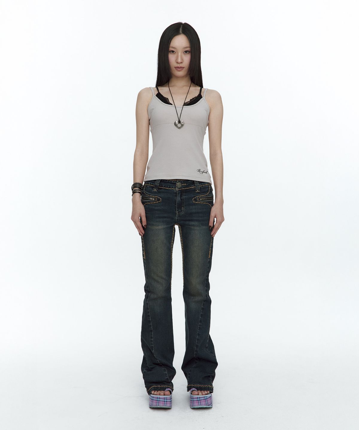 러프넥(ROUGHNECK) Bold Stich BootCut Denim Blue