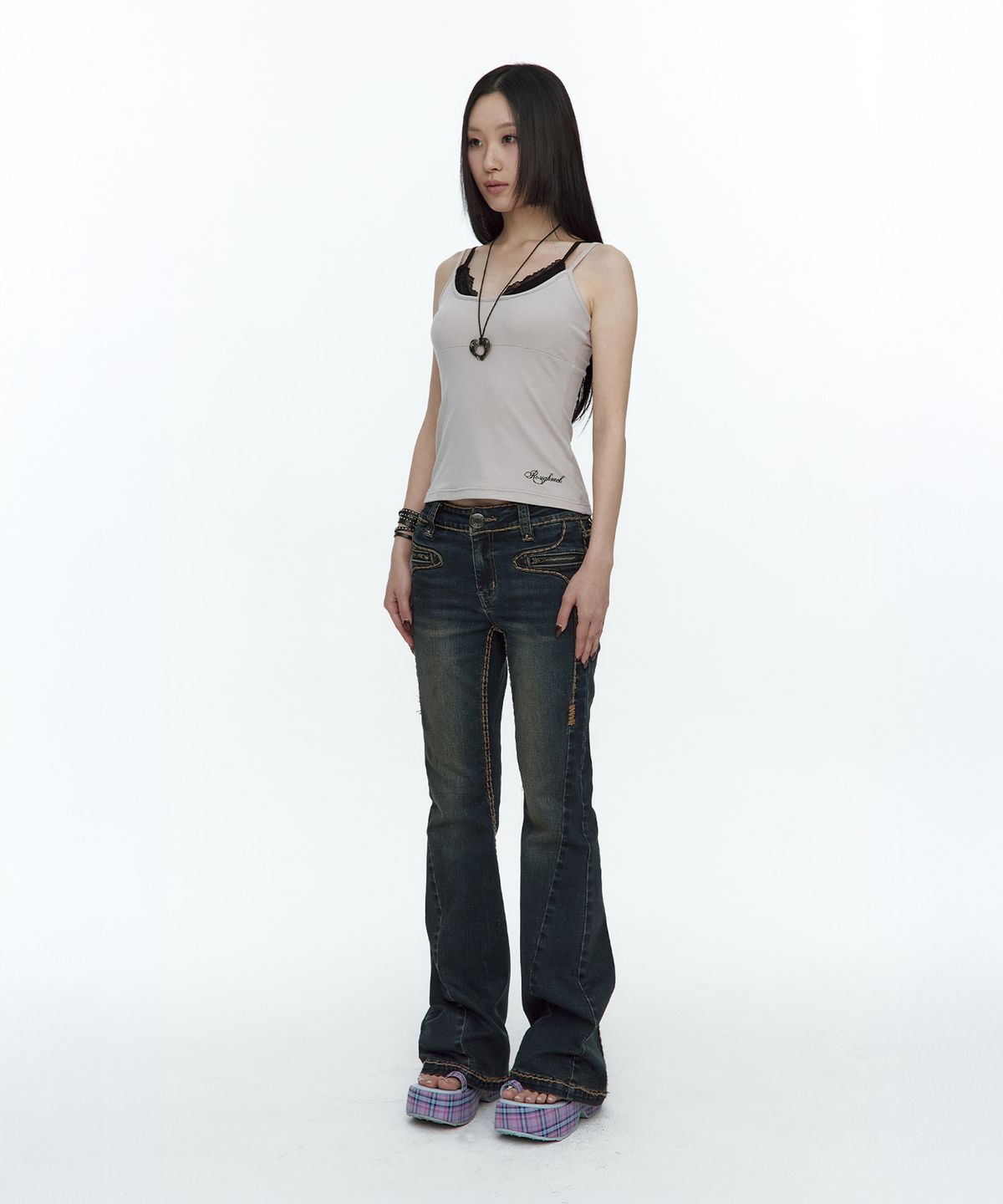 러프넥(ROUGHNECK) Bold Stich BootCut Denim Blue