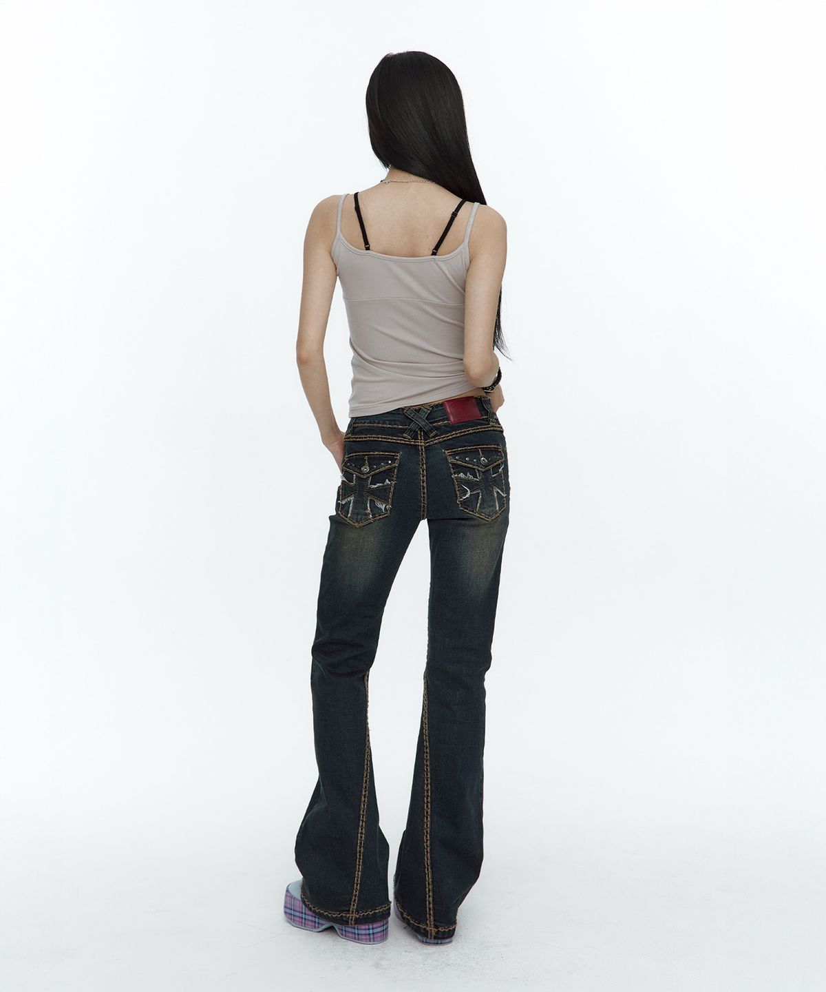 러프넥(ROUGHNECK) Bold Stich BootCut Denim Blue