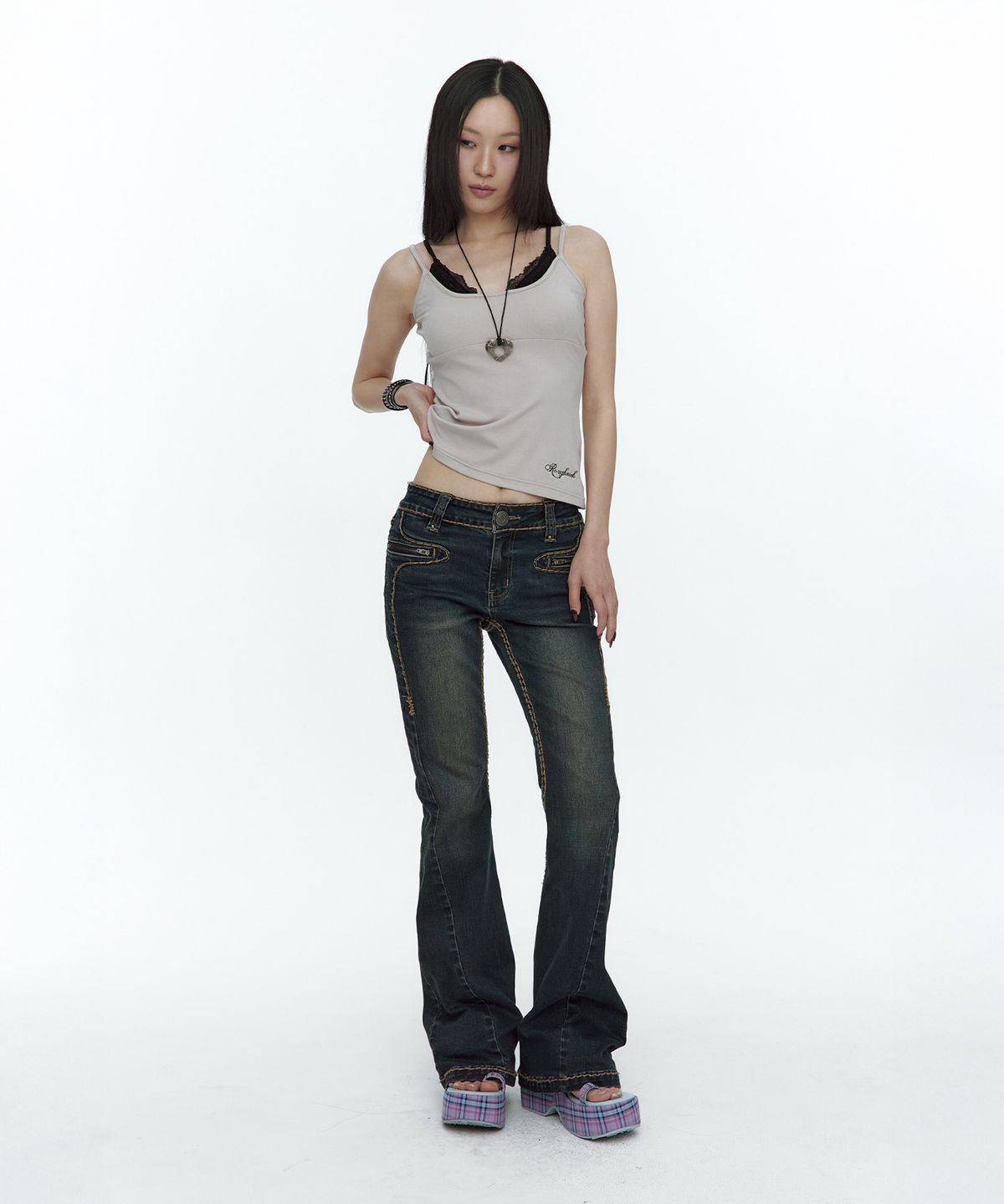 러프넥(ROUGHNECK) Bold Stich BootCut Denim Blue