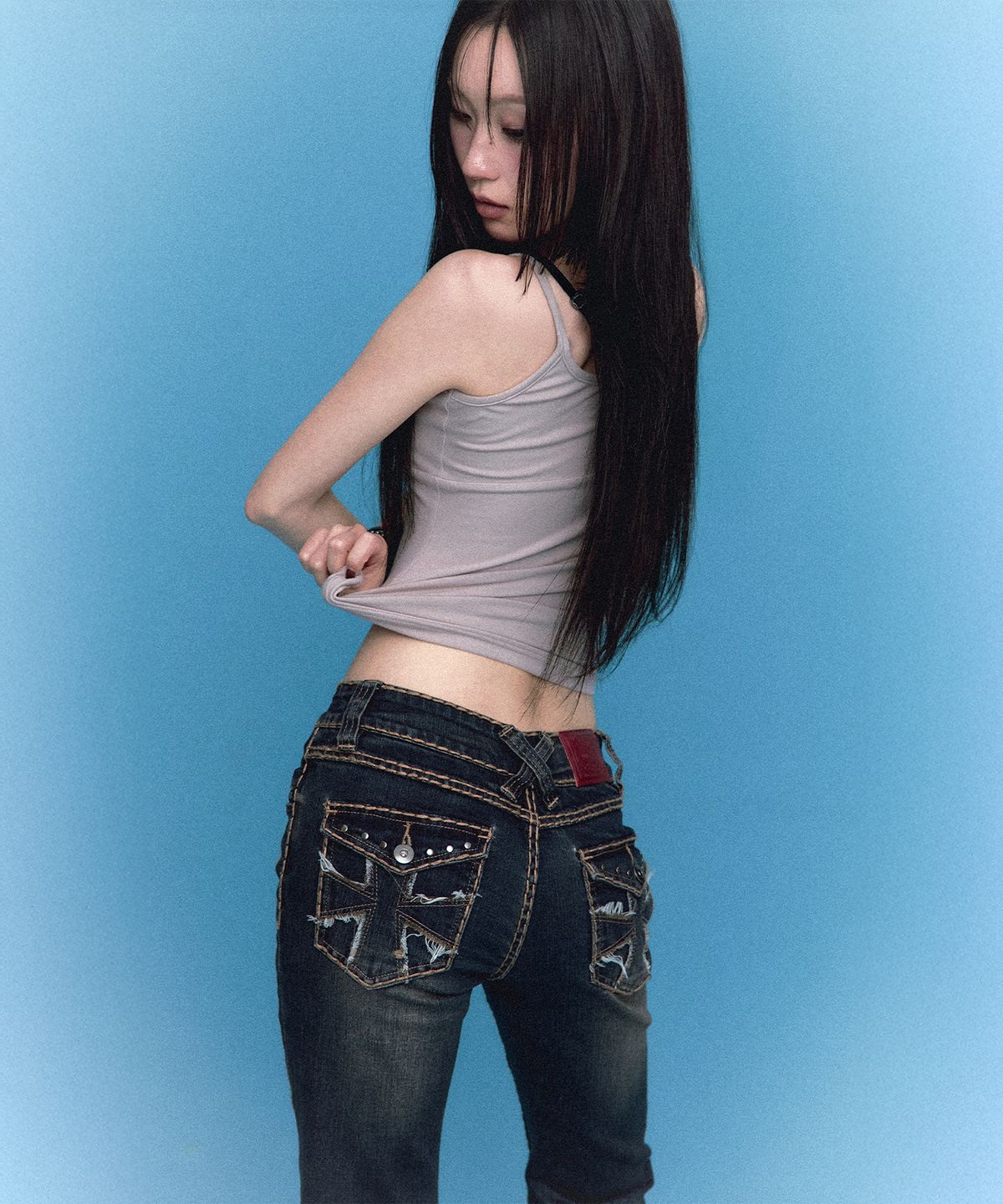 러프넥(ROUGHNECK) Bold Stich BootCut Denim Blue