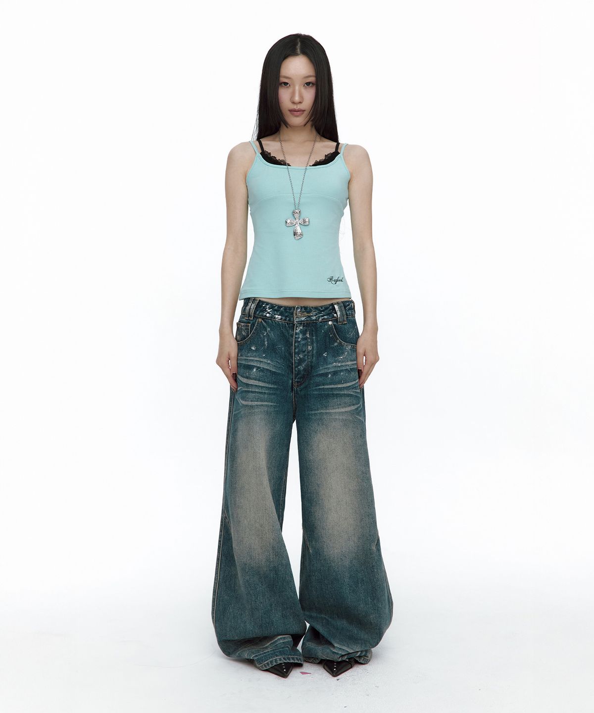 러프넥(ROUGHNECK) Silver Painting Denim